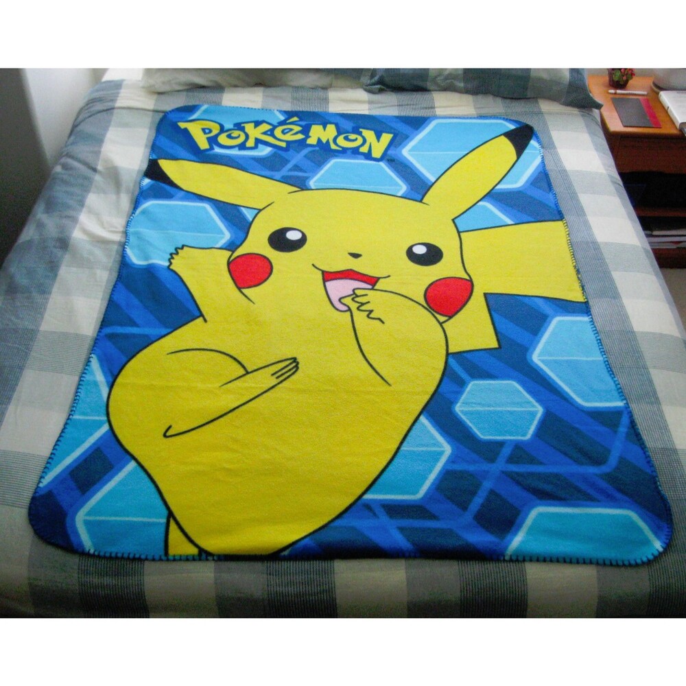 POKEMON PIKACHU Fleece Throw Blanket (57 by 40) Bright Soft Colorful Anime Mat
